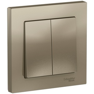 Изображение товара Выключатель встраиваемый двухклавишный (шампань) Systeme Electric AtlasDesign ATN000552