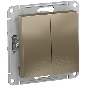 Изображение товара Выключатель встраиваемый двухклавишный (шампань) Systeme Electric AtlasDesign ATN000565