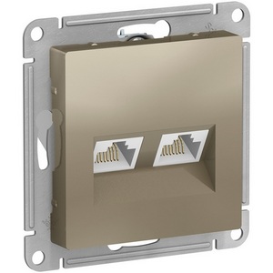 Изображение товара Розетка встраиваемая двойная Ethernet RJ-45 (шампань) Systeme Electric AtlasDesign ATN000585