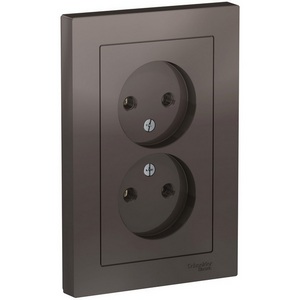 Изображение товара Розетка встраиваемая двойная без заземления (мокко) Systeme Electric AtlasDesign ATN000620