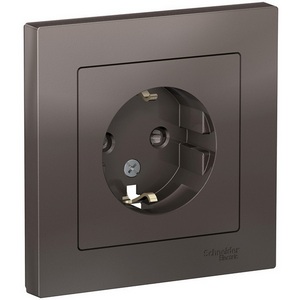 Изображение товара Розетка встраиваемая с заземлением (мокко) Systeme Electric AtlasDesign ATN000644