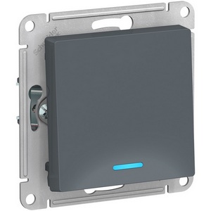 Изображение товара Выключатель встраиваемый одноклавишный с подсветкой (грифель) Systeme Electric AtlasDesign ATN000713