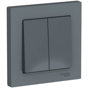 Изображение товара Выключатель встраиваемый двухклавишный (грифель) Systeme Electric AtlasDesign ATN000752