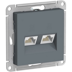 Изображение товара Розетка встраиваемая двойная Ethernet RJ-45 (грифель) Systeme Electric AtlasDesign ATN000785