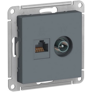 Изображение товара ТВ-розетка встраиваемая и Ethernet RJ-45 (грифель) Systeme Electric AtlasDesign ATN000789