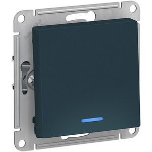 Изображение товара Выключатель встраиваемый одноклавишный с подсветкой (изумрудный) Systeme Electric AtlasDesign ATN000813
