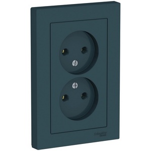 Изображение товара Розетка встраиваемая двойная без заземления (изумрудный) Systeme Electric AtlasDesign ATN000820