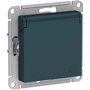 Изображение товара Розетка встраиваемая с заземлением и крышкой (изумрудный) Systeme Electric AtlasDesign ATN000846