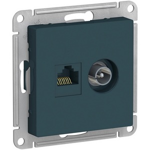 Изображение товара ТВ-розетка встраиваемая и Ethernet RJ-45 (изумрудный) Systeme Electric AtlasDesign ATN000889