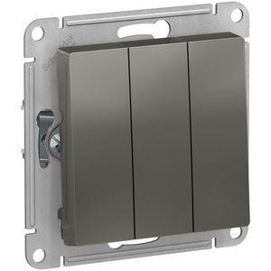 Изображение товара Выключатель встраиваемый трехклавишный (сталь) Systeme Electric AtlasDesign ATN000931
