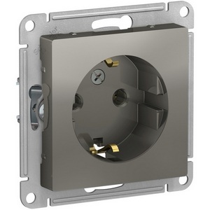 Изображение товара Розетка встраиваемая с заземлением (сталь) Systeme Electric AtlasDesign ATN000943