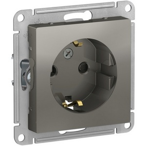 Изображение товара Розетка встраиваемая с заземлением (сталь) Systeme Electric AtlasDesign ATN000945