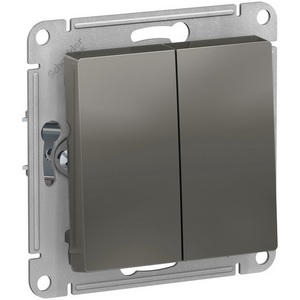 Изображение товара Выключатель встраиваемый двухклавишный (сталь) Systeme Electric AtlasDesign ATN000951