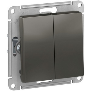 Изображение товара Выключатель встраиваемый двухклавишный (сталь) Systeme Electric AtlasDesign ATN000965