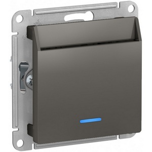 Изображение товара Карточный выключатель одноклавишный с подсветкой встраиваемый (сталь) Systeme Electric AtlasDesign ATN000967