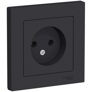 Изображение товара Розетка встраиваемая без заземления (карбон) Systeme Electric AtlasDesign ATN001040