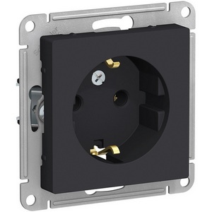 Изображение товара Розетка встраиваемая с заземлением (карбон) Systeme Electric AtlasDesign ATN001043