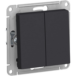 Изображение товара Выключатель встраиваемый двухклавишный (карбон) Systeme Electric AtlasDesign ATN001065