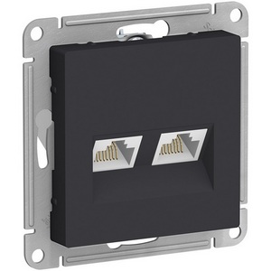 Изображение товара Розетка встраиваемая двойная Ethernet RJ-45 (карбон) Systeme Electric AtlasDesign ATN001085