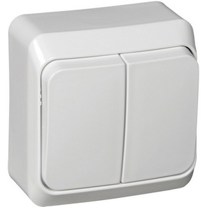 Изображение товара Выключатель накладной двухклавишный (белый) Systeme Electric BA10-002B