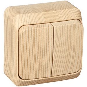 Изображение товара Выключатель накладной двухклавишный (сосна) Systeme Electric BA10-002D