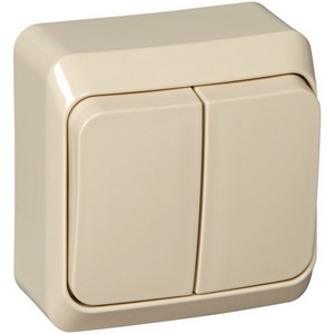 Изображение товара Выключатель накладной двухклавишный (кремовый) Systeme Electric BA10-002K
