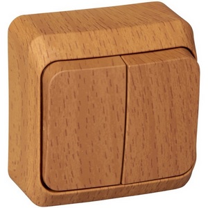 Изображение товара Выключатель накладной двухклавишный (бук) Systeme Electric BA10-002T