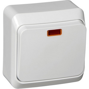 Изображение товара Выключатель накладной одноклавишный с подсветкой (белый) Systeme Electric BA10-005B