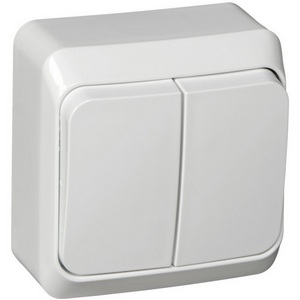 Изображение товара Выключатель накладной двухклавишный с подсветкой (белый) Systeme Electric BA10-006B