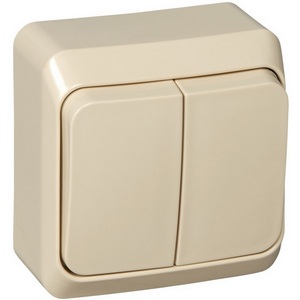 Изображение товара Выключатель накладной двухклавишный с подсветкой (кремовый) Systeme Electric BA10-006K