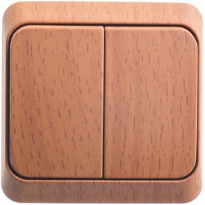 Изображение товара Выключатель накладной двухклавишный с подсветкой (бук) Systeme Electric BA10-006T