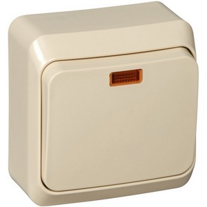 Изображение товара Выключатель накладной одноклавишный с подсветкой (кремовый) Systeme Electric BA10-007K