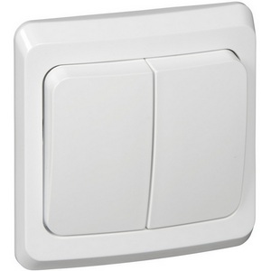 Изображение товара Выключатель встраиваемый двухклавишный (белый) Systeme Electric Этюд BC10-002B