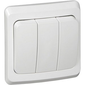 Изображение товара Выключатель встраиваемый трехклавишный (белый) Systeme Electric Этюд BC10-003B