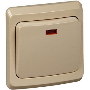 Изображение товара Выключатель встраиваемый одноклавишный с подсветкой (кремовый) Systeme Electric Этюд BC10-005K