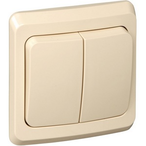 Изображение товара Выключатель встраиваемый двухклавишный с подсветкой (кремовый) Systeme Electric Этюд BC10-006K