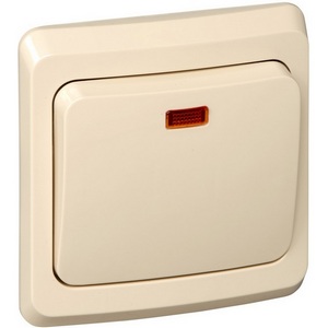 Изображение товара Выключатель встраиваемый одноклавишный с подсветкой (кремовый) Systeme Electric Этюд BC10-007K