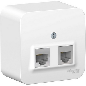 Изображение товара Розетка накладная телефонная RJ-11 + Ethernet RJ-45 (белый) Systeme Electric Blanca BLNIA045111
