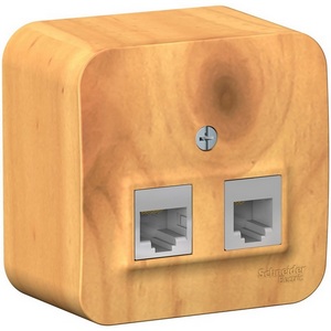 Изображение товара Розетка накладная телефонная RJ-11 + Ethernet RJ-45 (ясень) Systeme Electric Blanca BLNIA045115