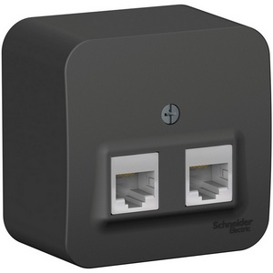Изображение товара Розетка накладная двойная Ethernet RJ-45 (антрацит) Systeme Electric Blanca BLNIA045456