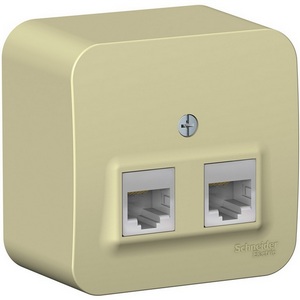 Изображение товара Розетка накладная двойная Ethernet RJ-45 (бежевый) Systeme Electric Blanca BLNIA045457
