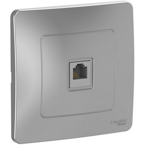 Изображение товара Телефонная розетка встраиваемая RJ-11 (алюминий) Systeme Electric Blanca BLNIS011003