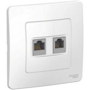 Изображение товара Розетка встраиваемая телефонная RJ-11 + Ethernet RJ-45 (белый) Systeme Electric Blanca BLNIS045111