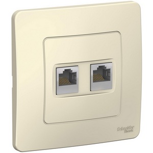 Изображение товара Розетка встраиваемая двойная Ethernet RJ-45 (молочный) Systeme Electric Blanca BLNIS045452