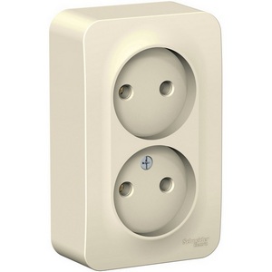 Изображение товара Розетка накладная двойная без заземления (молочный) Systeme Electric Blanca BLNRA000202