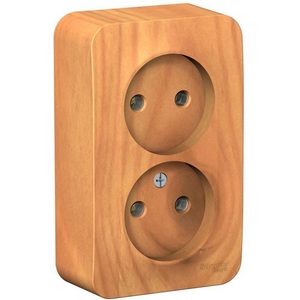 Изображение товара Розетка накладная двойная без заземления (ясень) Systeme Electric Blanca BLNRA000205