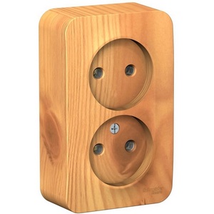 Изображение товара Розетка накладная двойная без заземления (ясень) Systeme Electric Blanca BLNRA000215