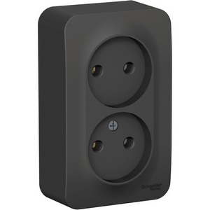 Изображение товара Розетка накладная двойная без заземления (антрацит) Systeme Electric Blanca BLNRA000216