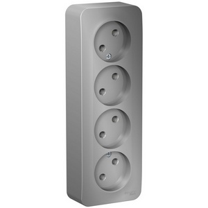 Изображение товара Розетка накладная четверная без заземления (алюминий) Systeme Electric Blanca BLNRA000413