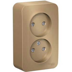 Изображение товара Розетка накладная двойная без заземления со шторками (титан) Systeme Electric Blanca BLNRA001214